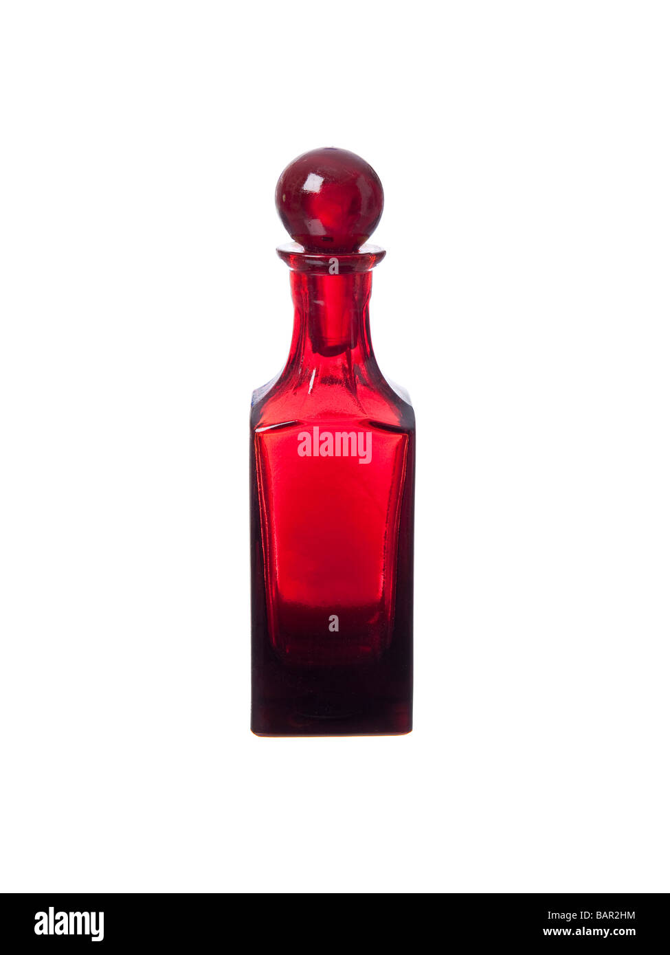 rote Parfüm-Flasche Stockfoto