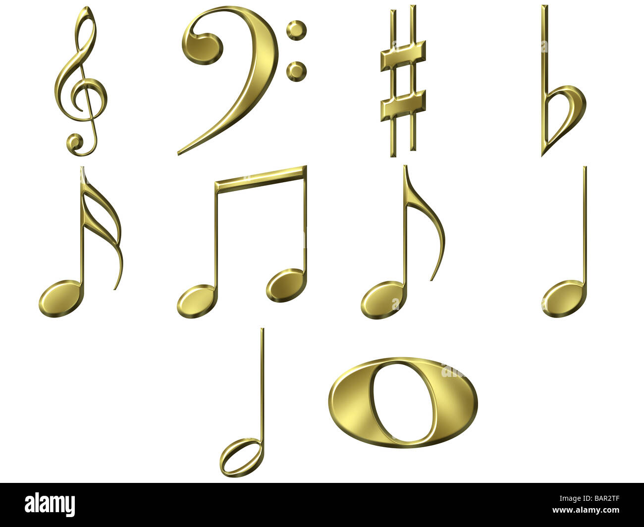 3D goldene Musiknoten Stockfoto