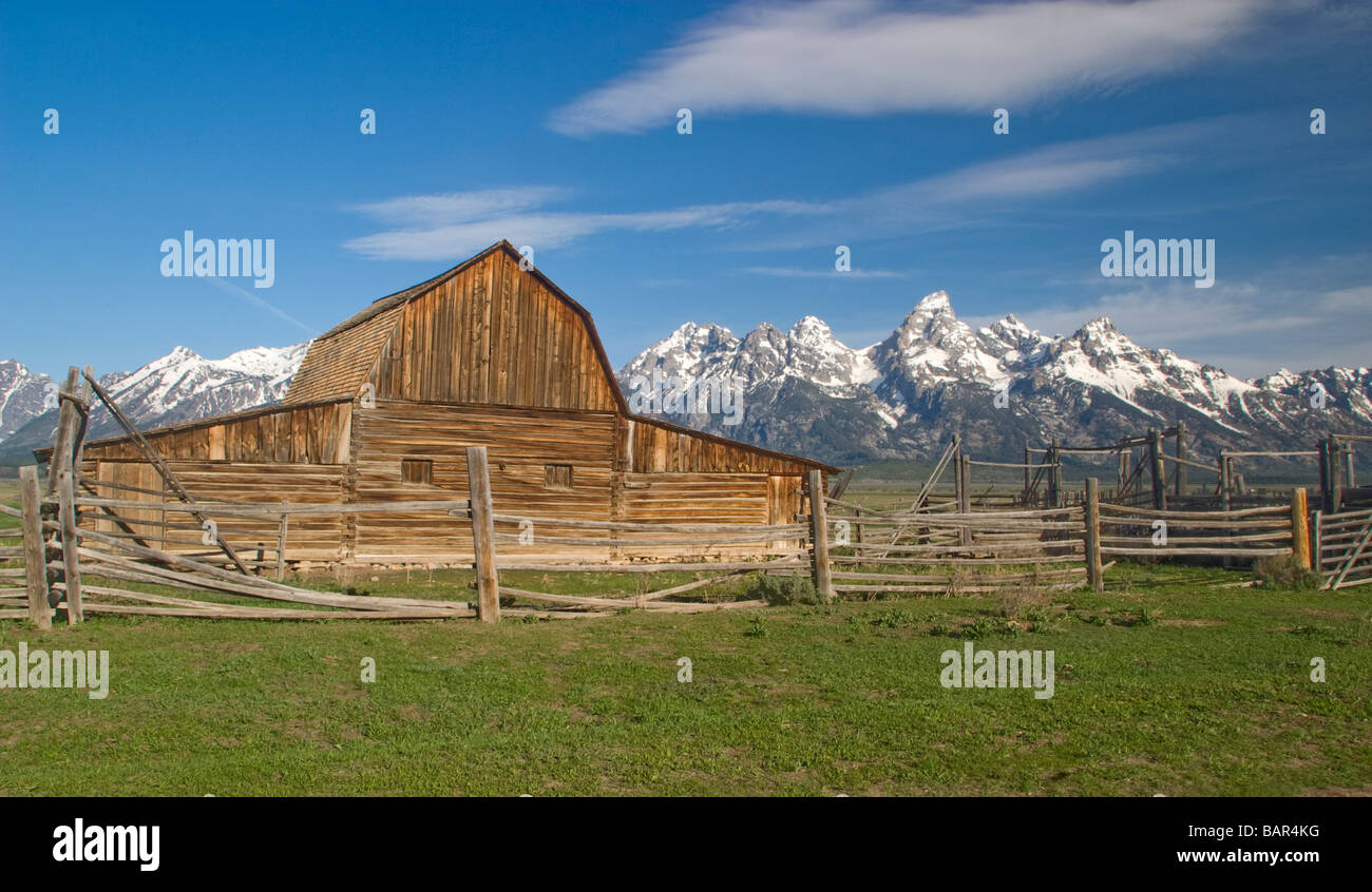 Historischen Scheunen der Mormonen Zeile im Grand Teton National Park Wyoming USA Stockfoto