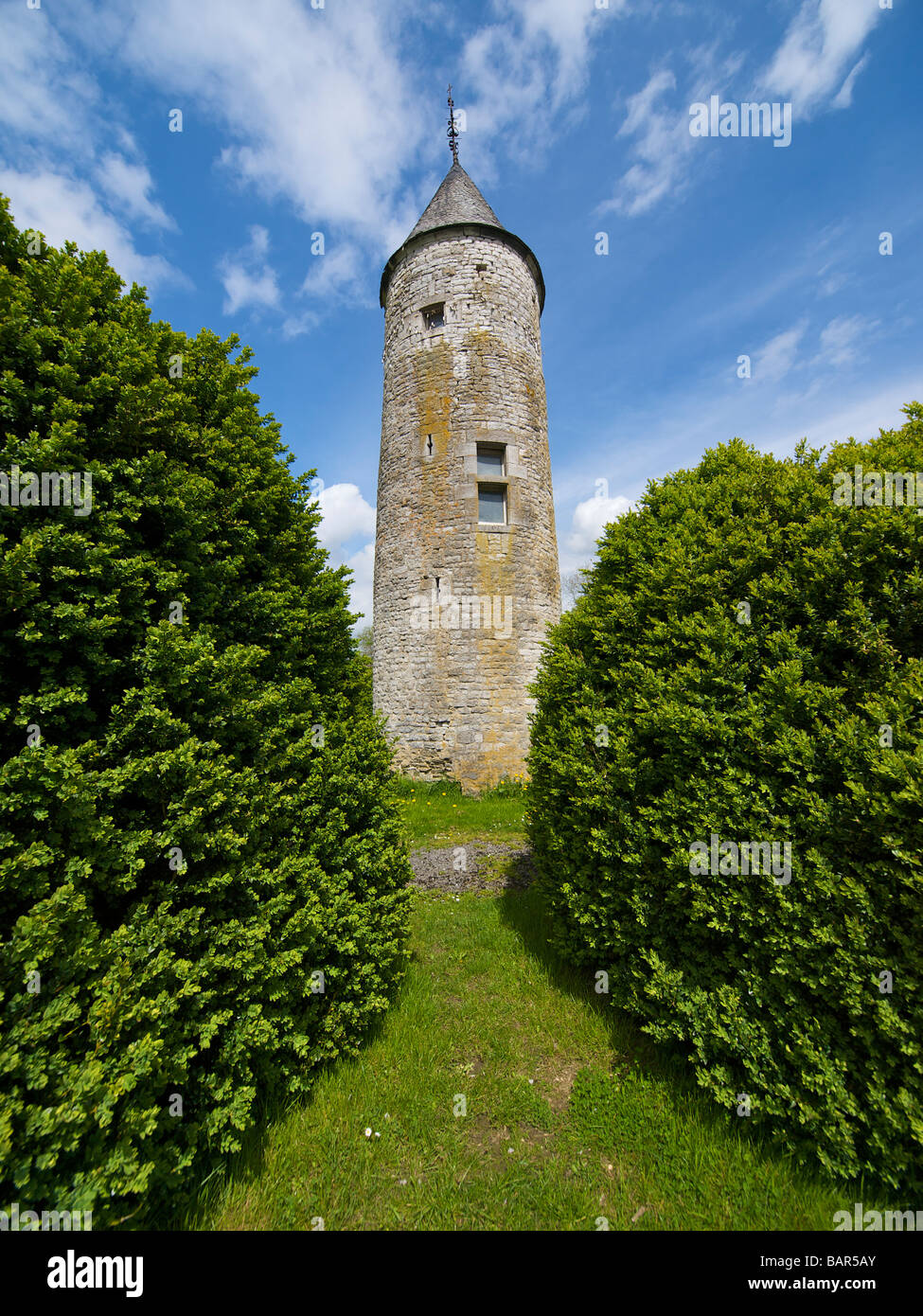 Mittelalterlichen Turm des Schlosses in Oteppe Belgien Stockfoto