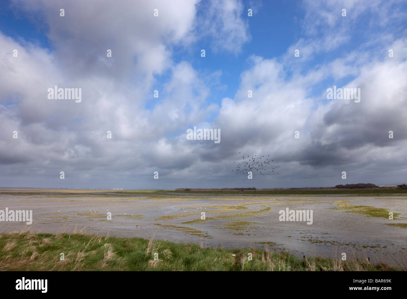 Gezeiten Innundation auf den Ribble Marshes Stockfoto