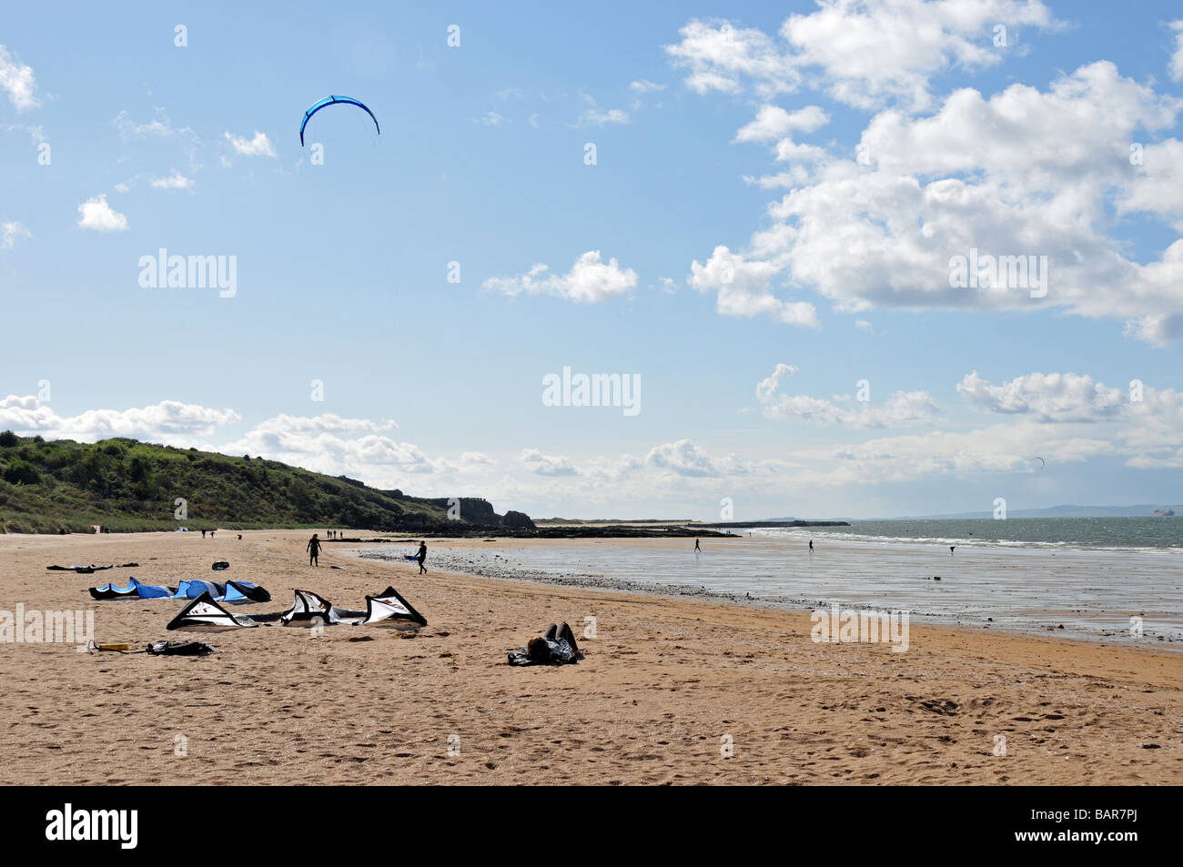 Kitesurfen auf Gullane Beach East Lothian Scotland Stockfoto