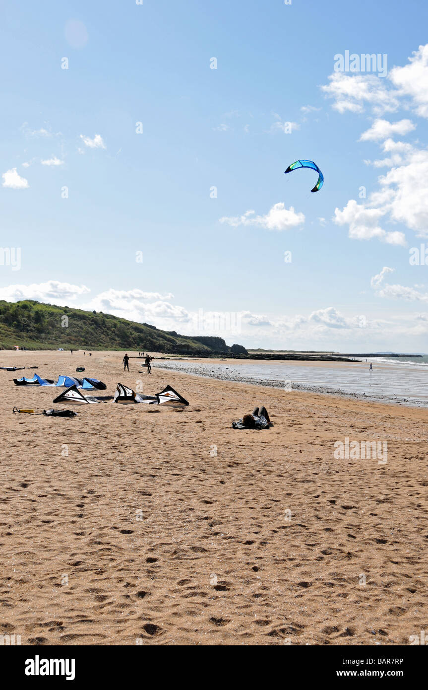 Kitesurfen auf Gullane Beach East Lothian Scotland Stockfoto
