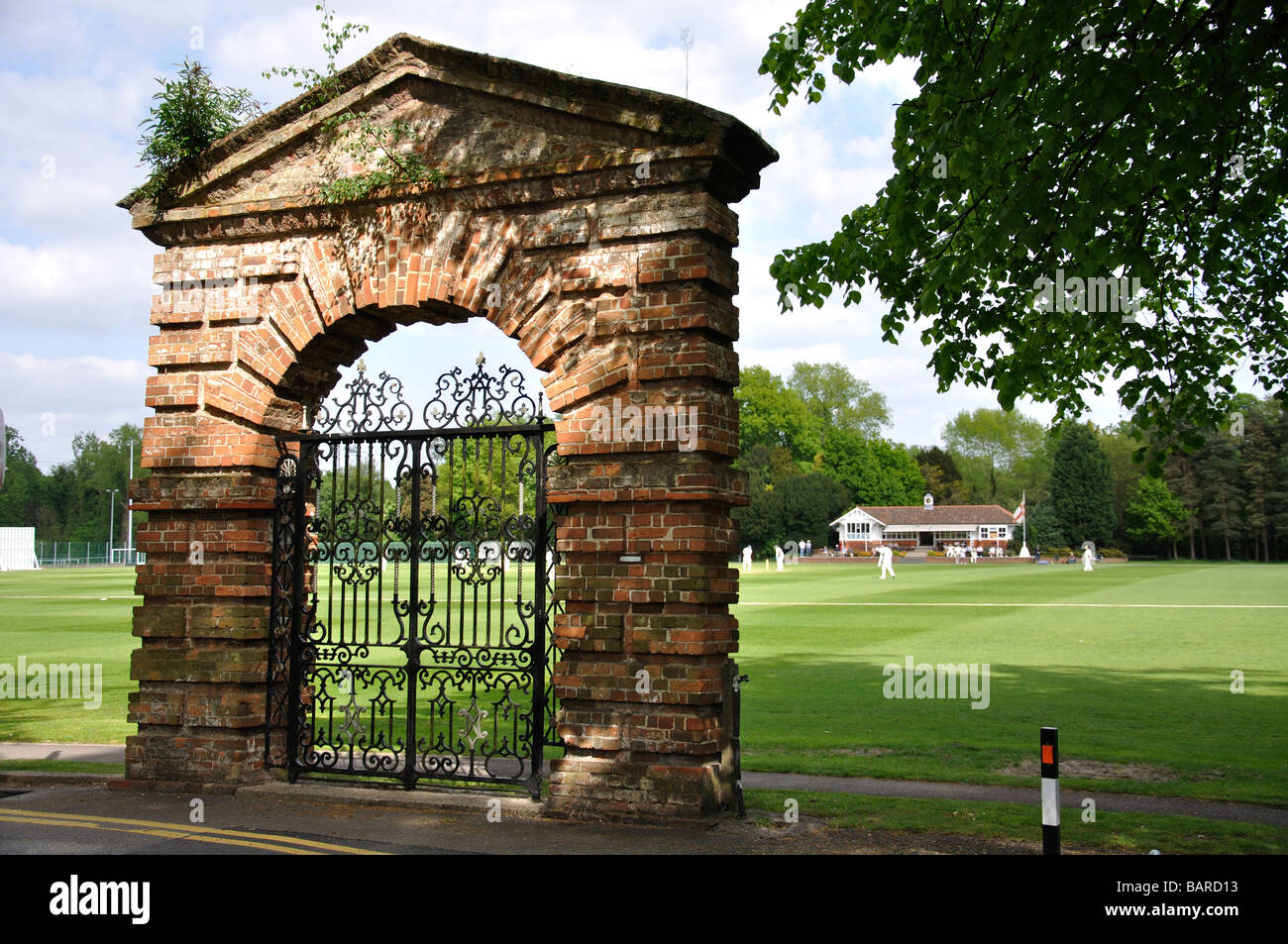 Cricket Match, St. George's College, Weybridge, Surrey, England, Vereinigtes Königreich Stockfoto