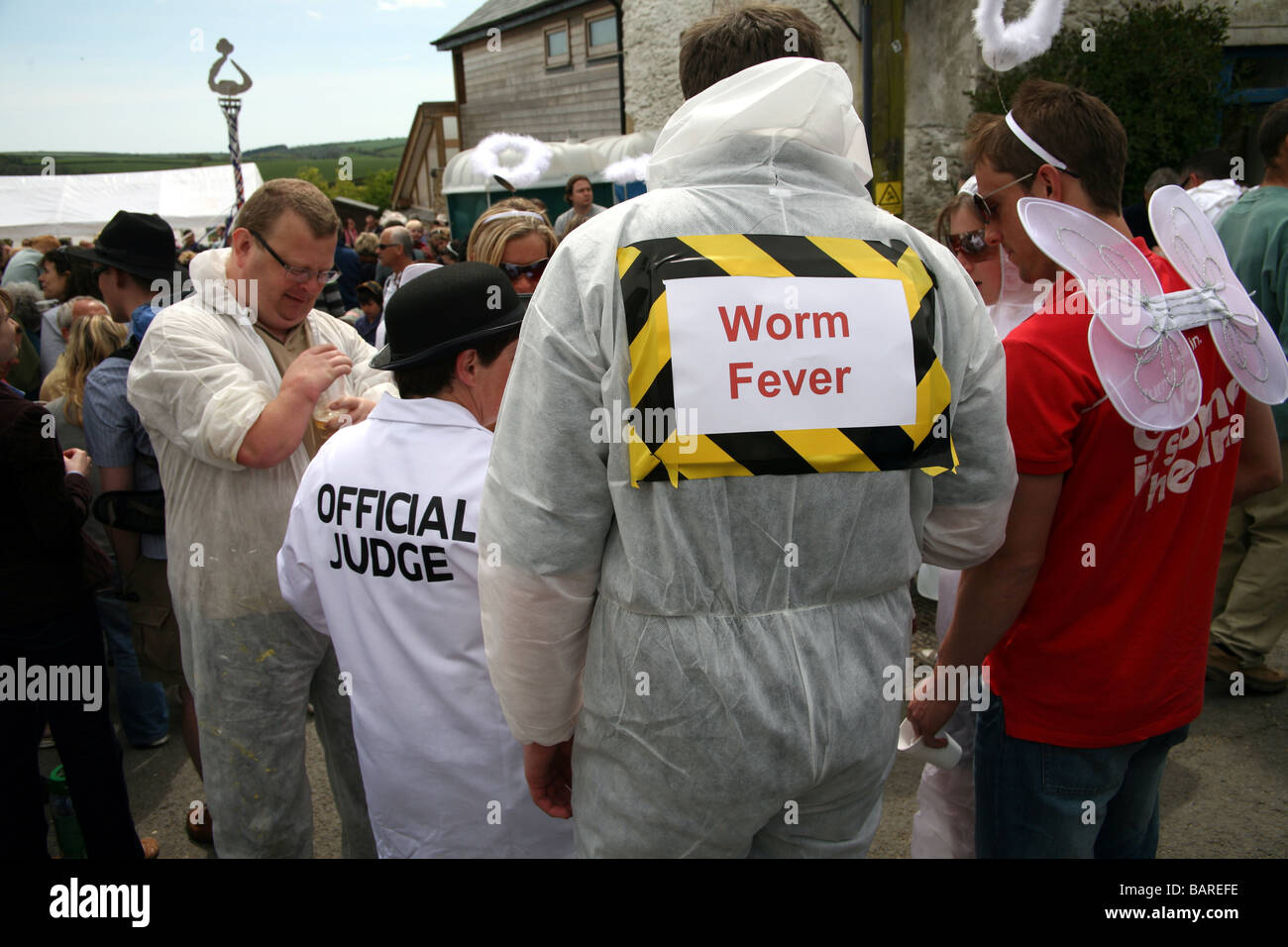 Anmeldung zur Wurm charmante Veranstaltung am Blackawton in der South Hams Devon Stockfoto