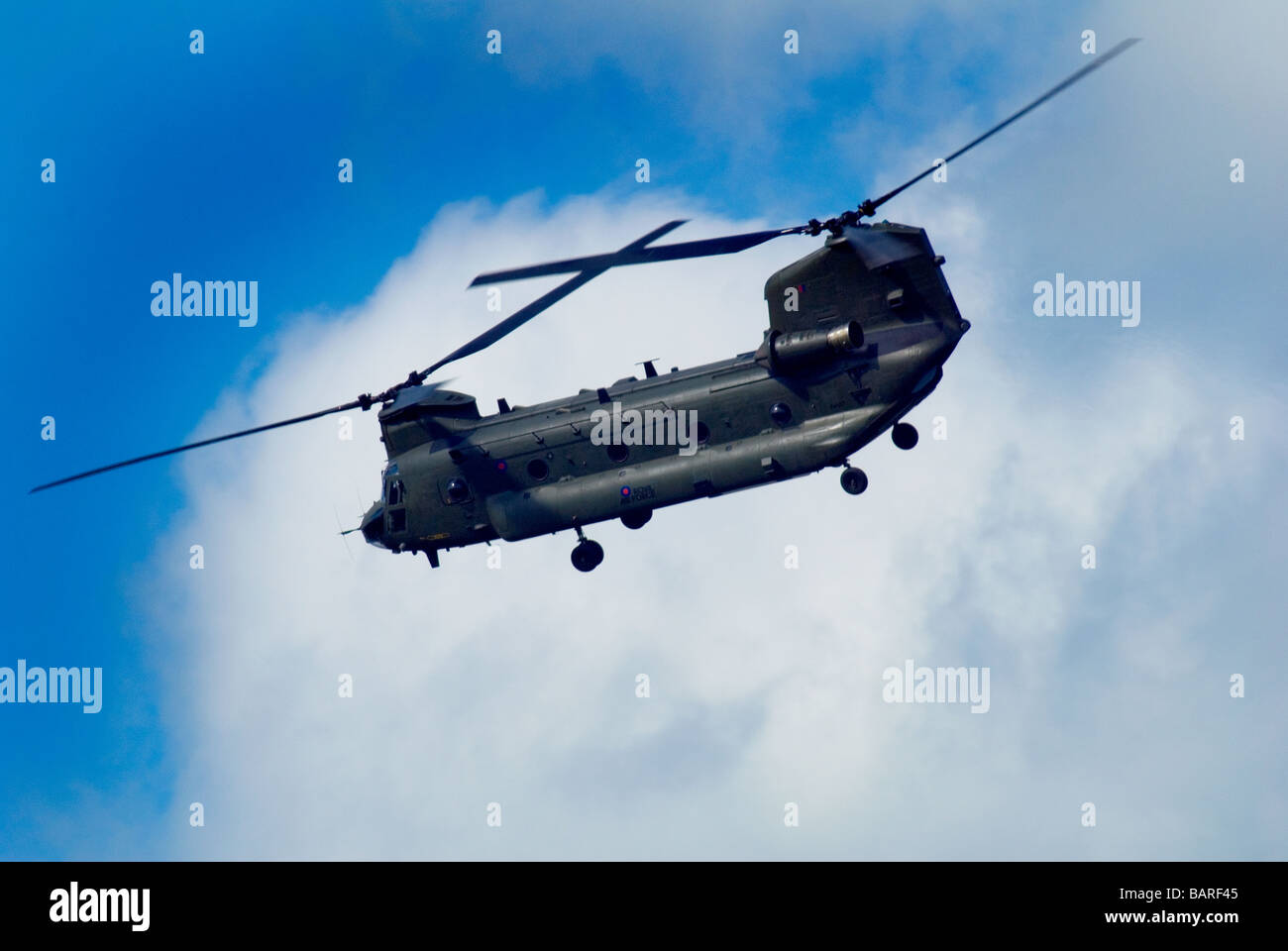 Ein RAF-Chinook-Hubschrauber auf einem Display-Flug bei einer airshow Stockfoto