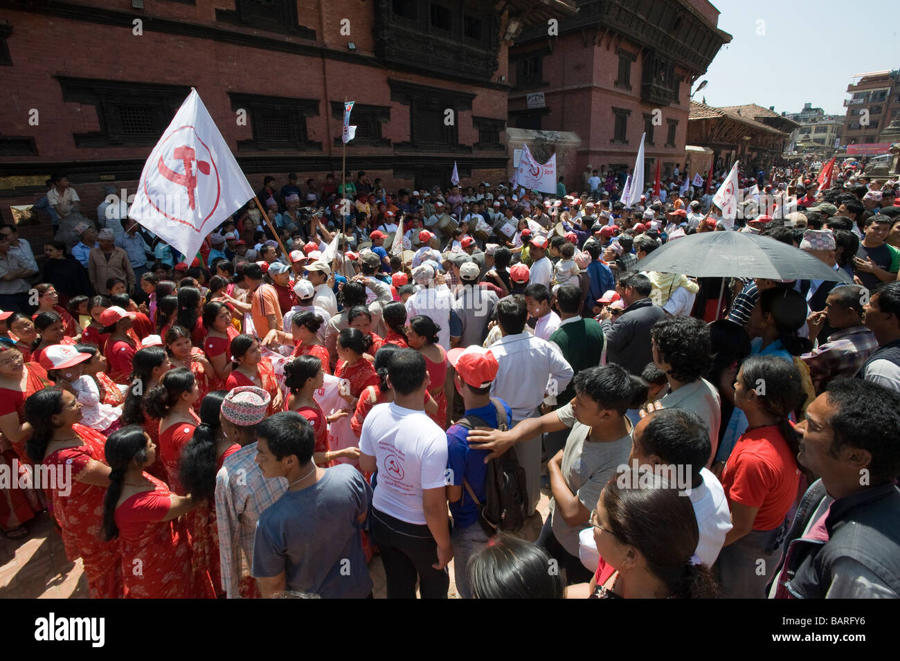 Maoistischen feiern nach Wahl gewinnen April 2008 in Nepal Stockfoto