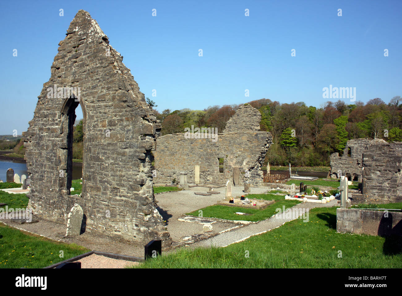 Ruinen der alten Donegal-Kloster und Friedhof, Donegal Town, Irland Stockfoto