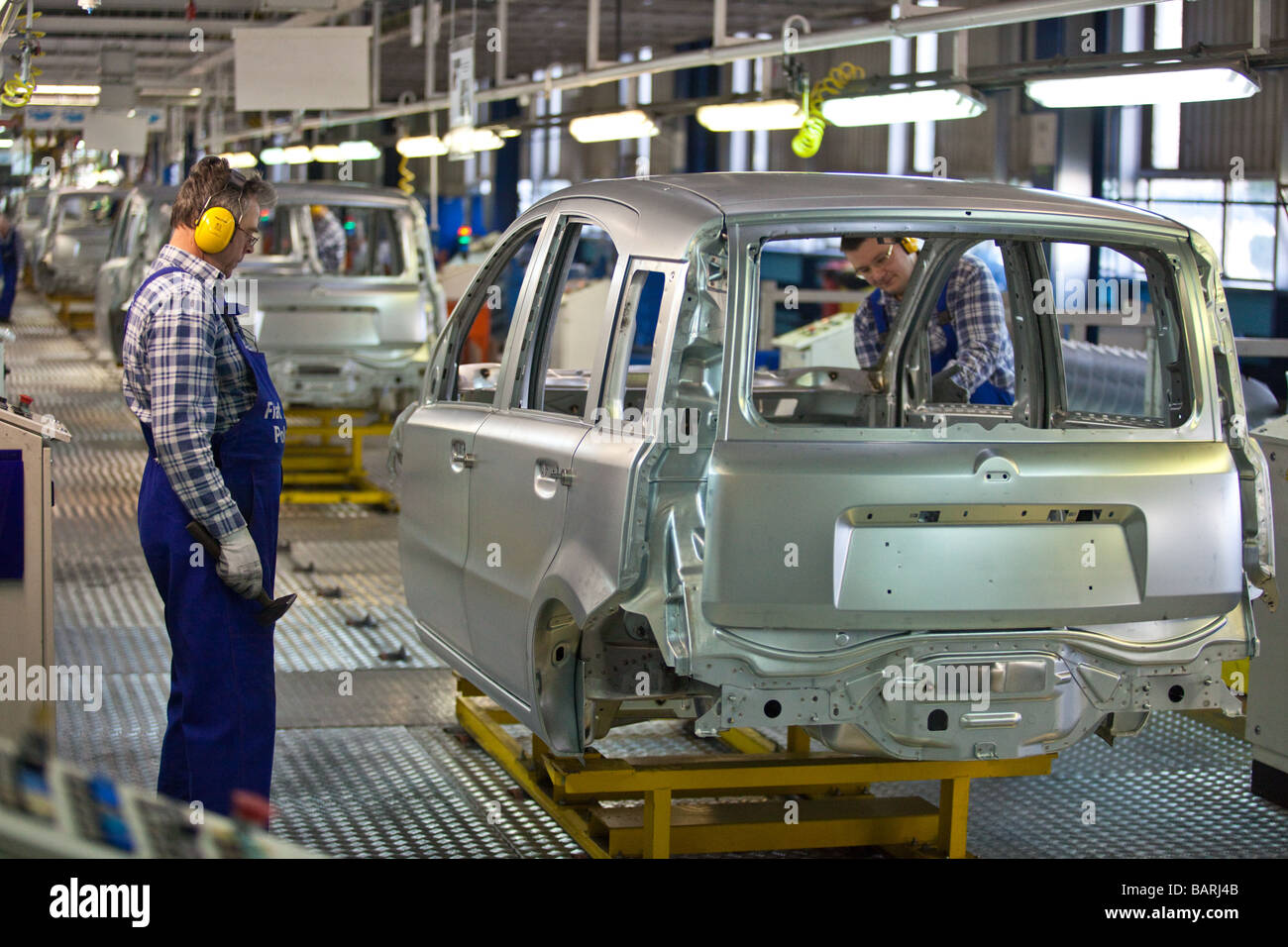 Fiat Panda und Fiat 500 Produktionslinie im Werk Tychy, Polen Stockfoto