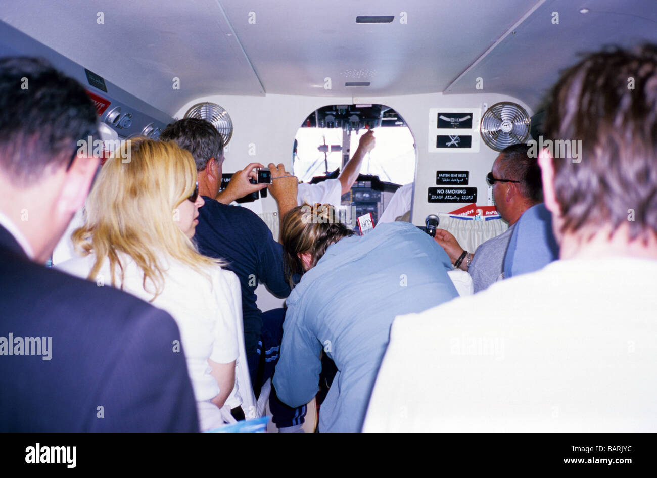 Im Inneren der Maldivian Air Taxi. Malediven. Indischen Ozean. Stockfoto
