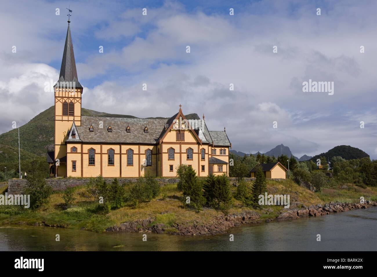 Kabelvåg Kirche, Vågan Kommune, fährfrei, Lofoten, Nordland, Norwegen, Skandinavien, Europa Stockfoto