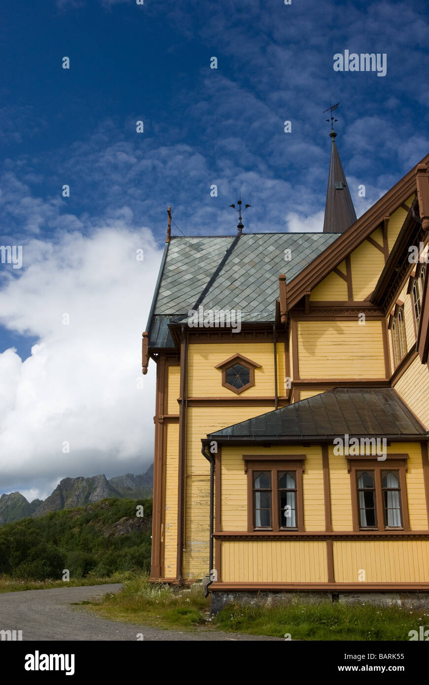 Kabelvåg Kirche, Vågan Kommune, fährfrei, Lofoten, Nordland, Norwegen, Skandinavien, Europa Stockfoto