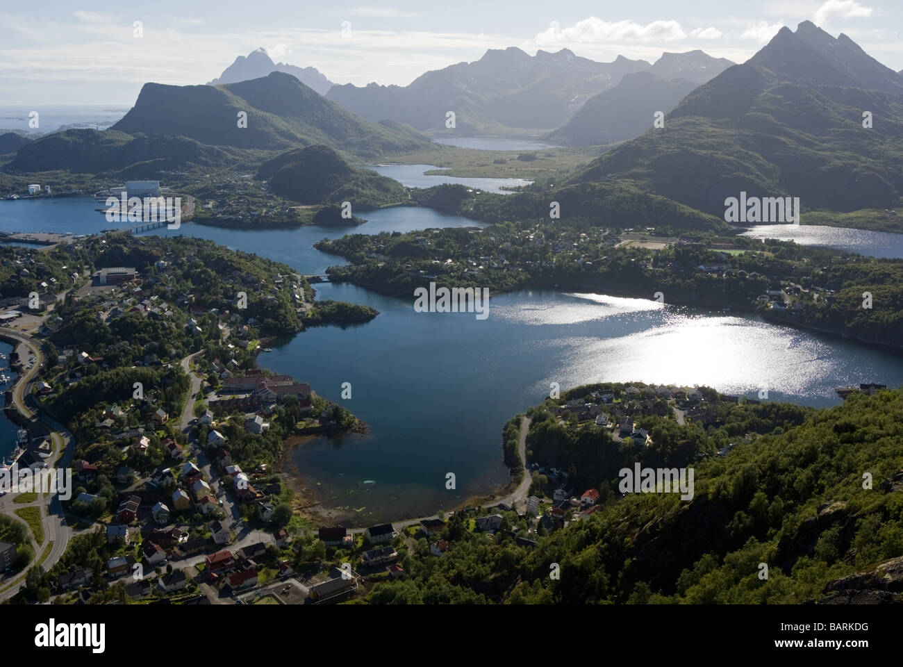 Svolvær (Blick vom Pfad zu Svolvær Ziege), fährfrei, Lofoten, Nordland, Norwegen, Skandinavien, Europa Stockfoto