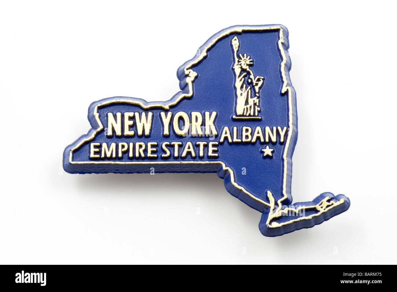 New York State Souvenir Kühlschrank Magnet (mit Schlagschatten) Stockfoto