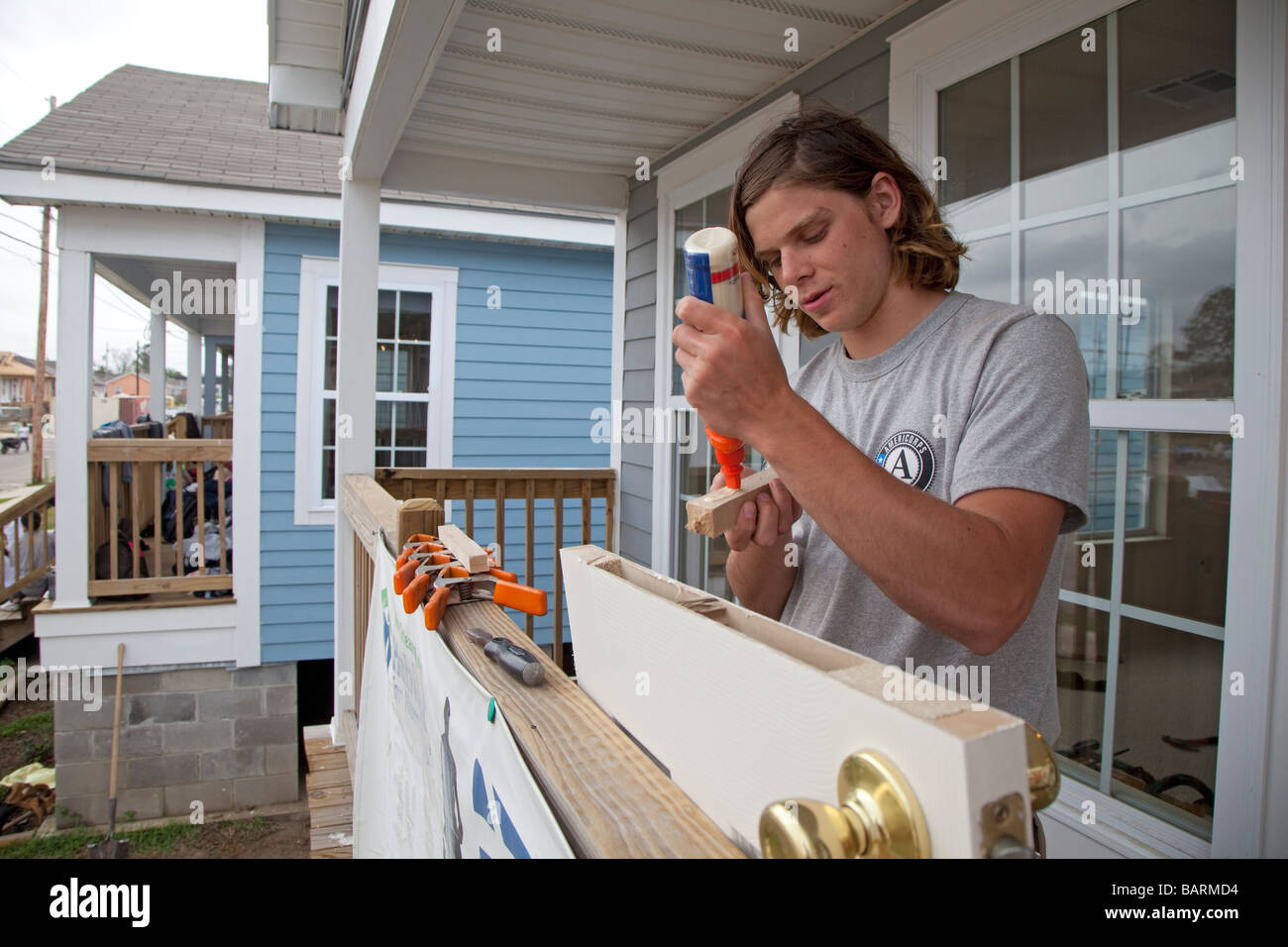 Lebensraum für Menschlichkeit freiwillige bauen neue Häuser in New Orleans Stockfoto