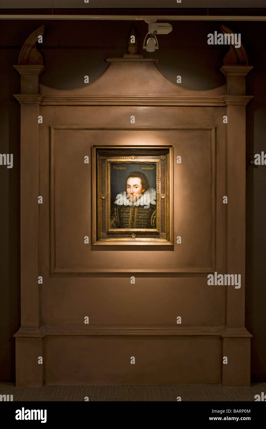 "Cobbe" ein Porträt von William Shakespeare in der "Shakespeare gefunden" Ausstellung im Shakespeare Birthplace Trust hängen. Stockfoto