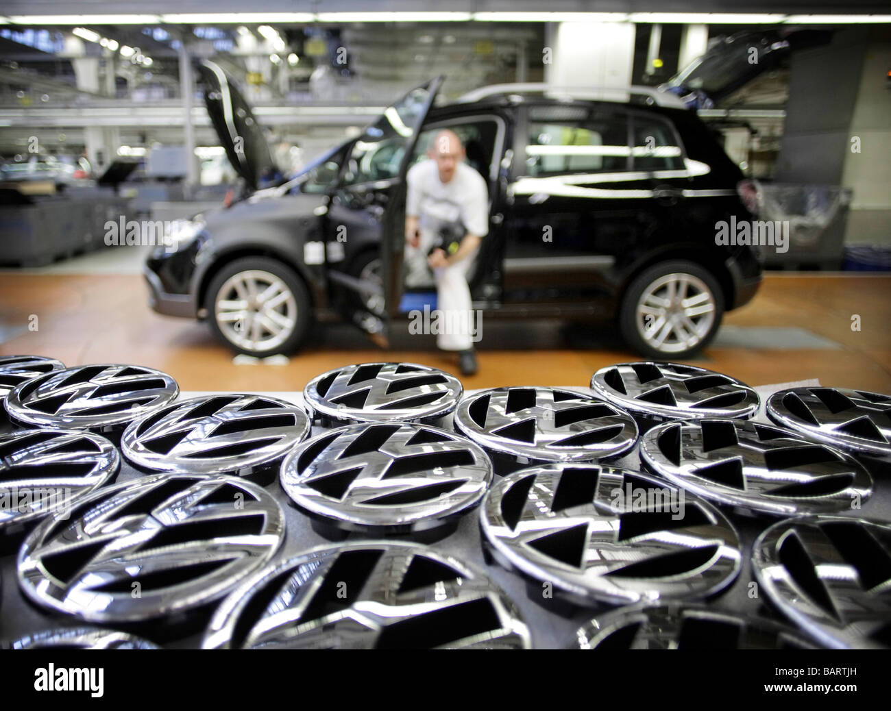 Logos für den VW Golf im Auto 5000 Gmbh Volkswagen Gruppe Wolfsburg Stockfoto