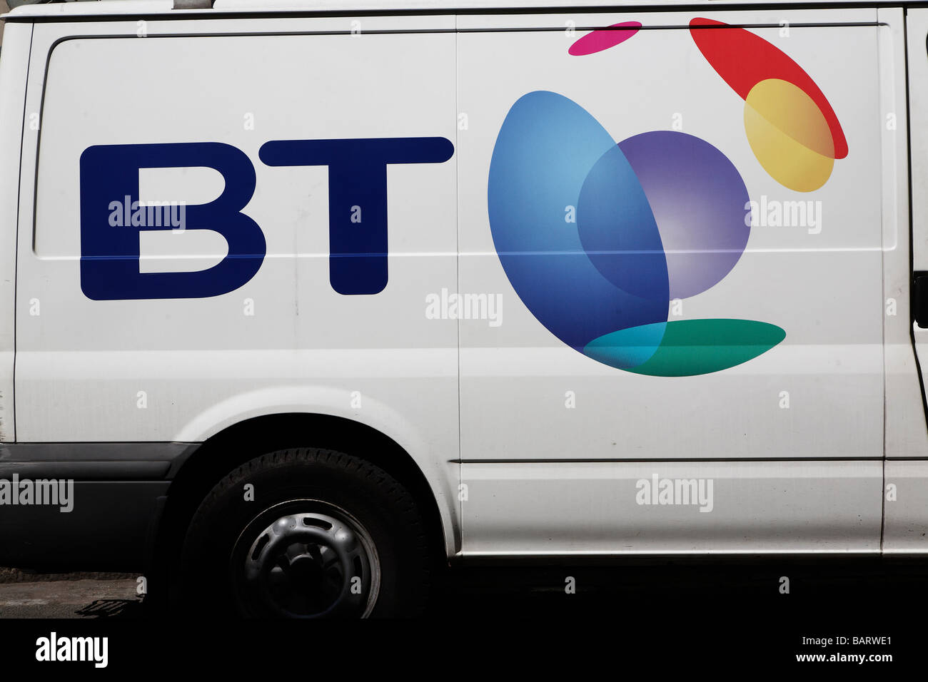 BT-van mit logo Stockfoto