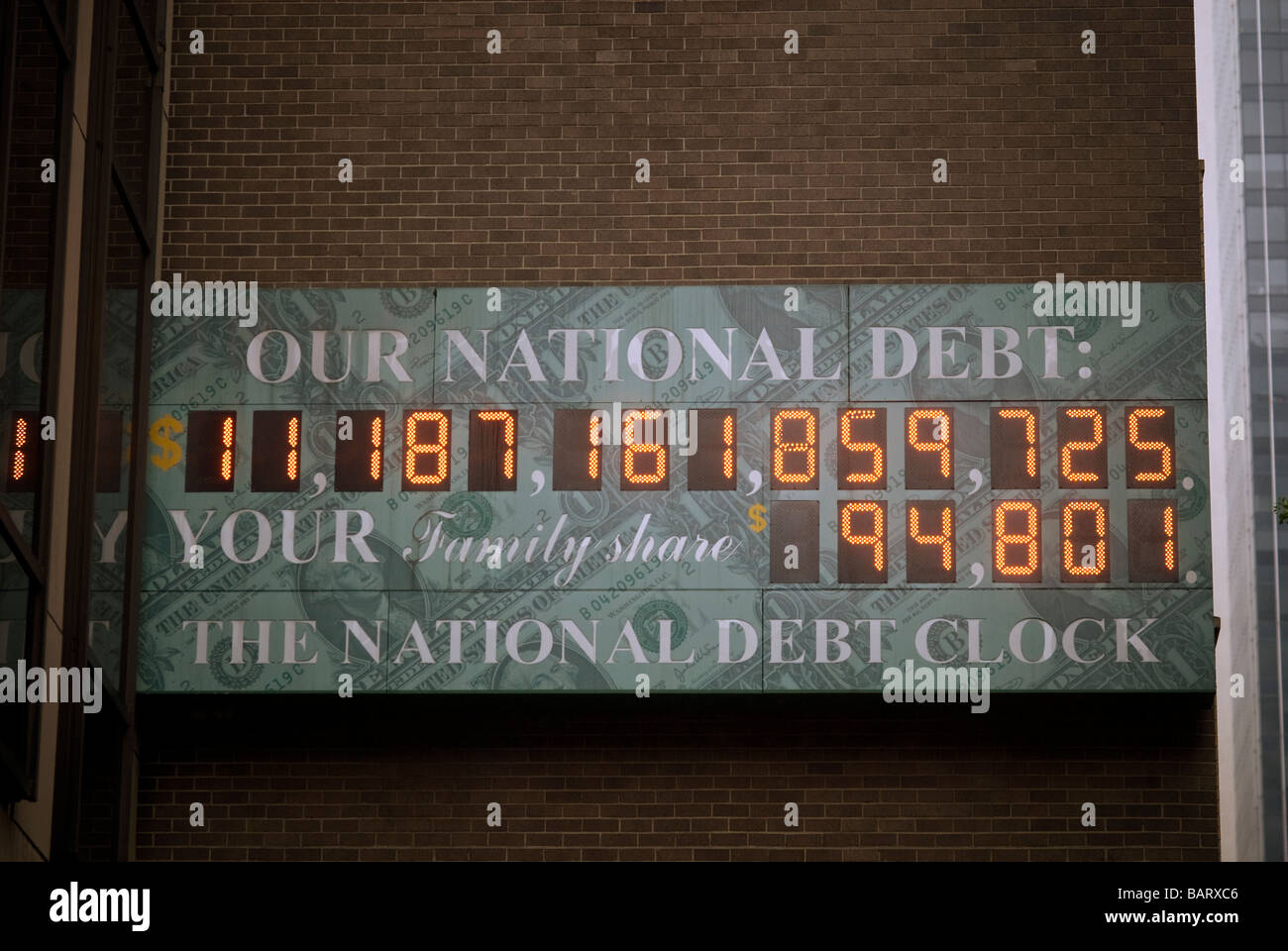 Die Staatsverschuldung Uhr in New York Stockfoto