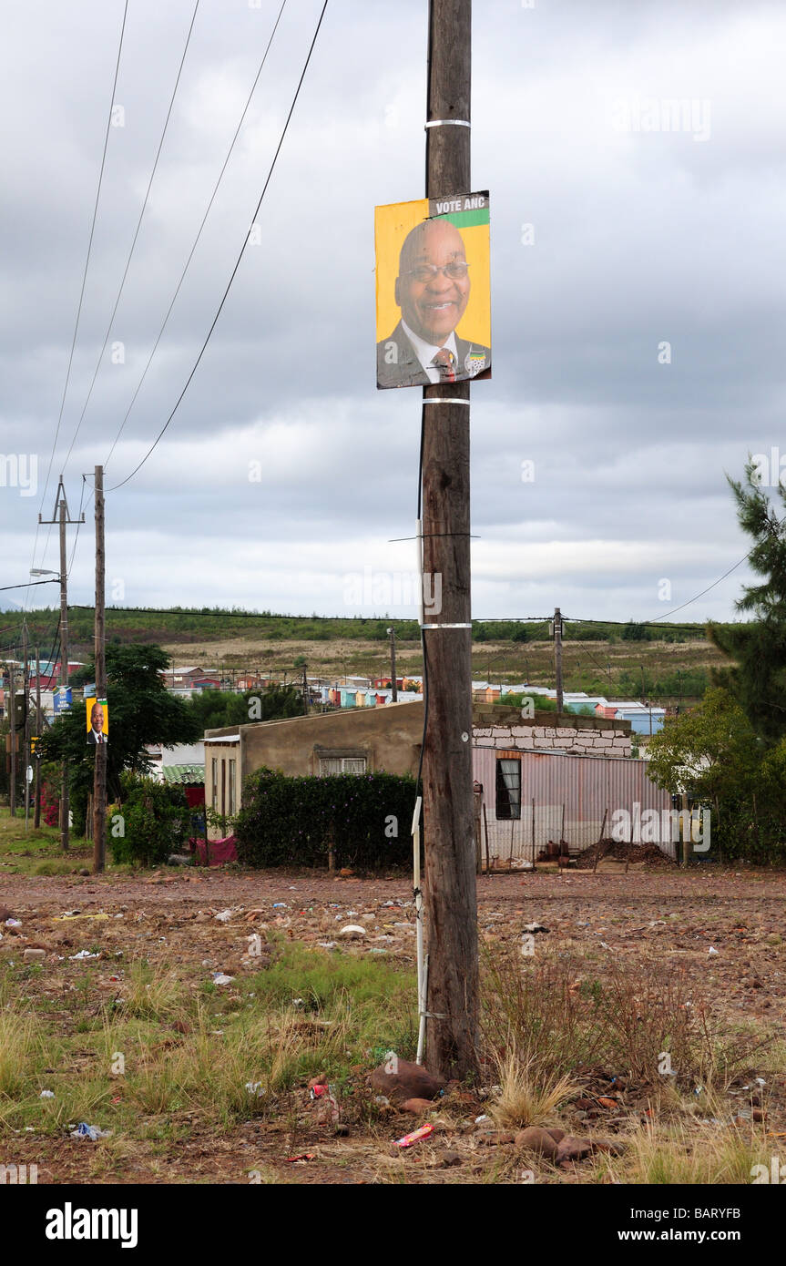 Wahlplakat in einem Township Swellendam Südafrika Stockfoto