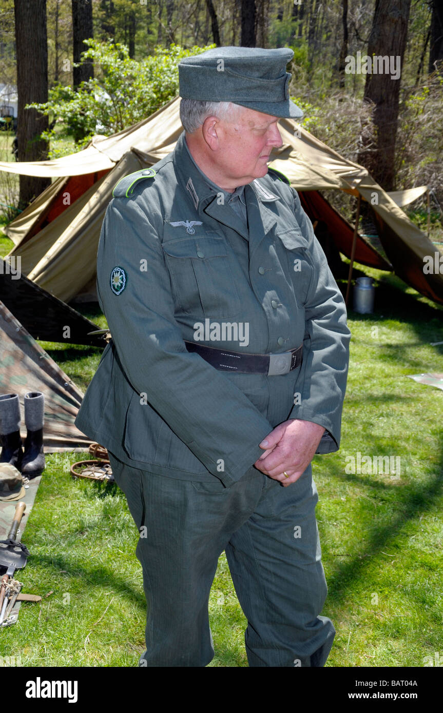 Mann verkleidet als ein deutscher Offizier während WWII Reenactment in Glendale, Maryland Stockfoto