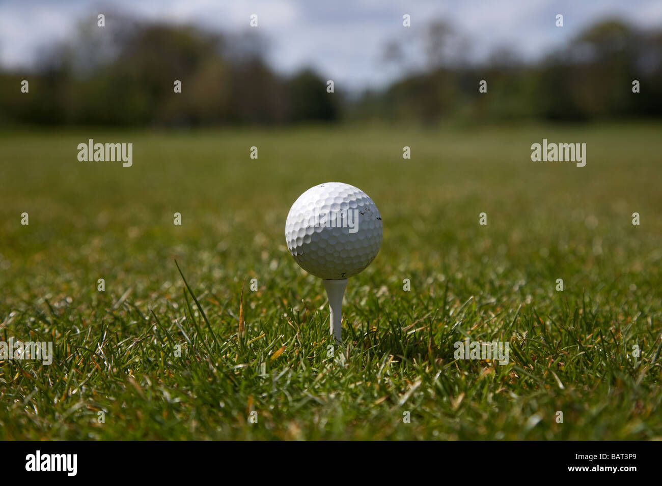 Golfball sitzen am Abschlag zu Jahresbeginn ein Golfplatz Grafschaft Armagh Nordirland verwendet Stockfoto