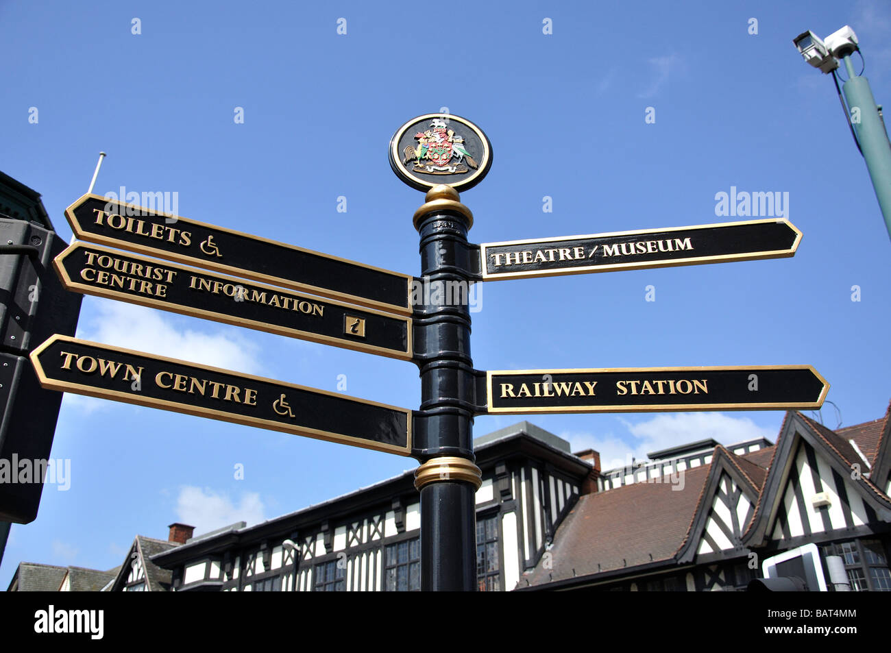 Straße Wegweiser, Chesterfield, Derbyshire, England, Vereinigtes Königreich Stockfoto