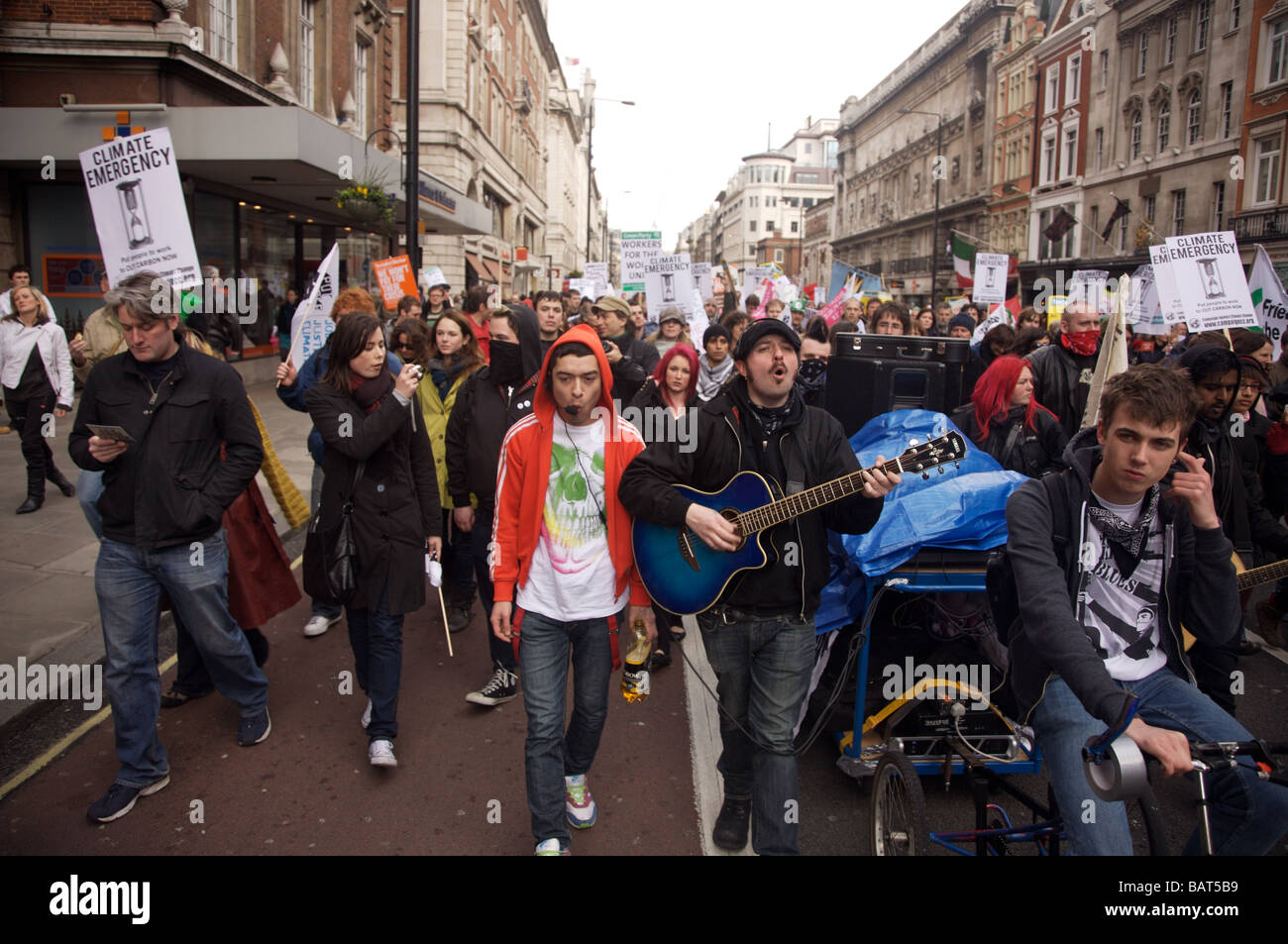 Demonstranten auf dem G20-Klima Notfall März in London 2009 Stockfoto