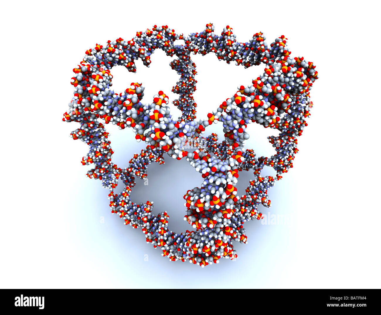 DNA (Desoxyribonukleinsäure) Würfel, Computer-Grafik. Die DNA-Cube wird gebildet aus sechs verschiedenen DNA-Stränge Stockfoto
