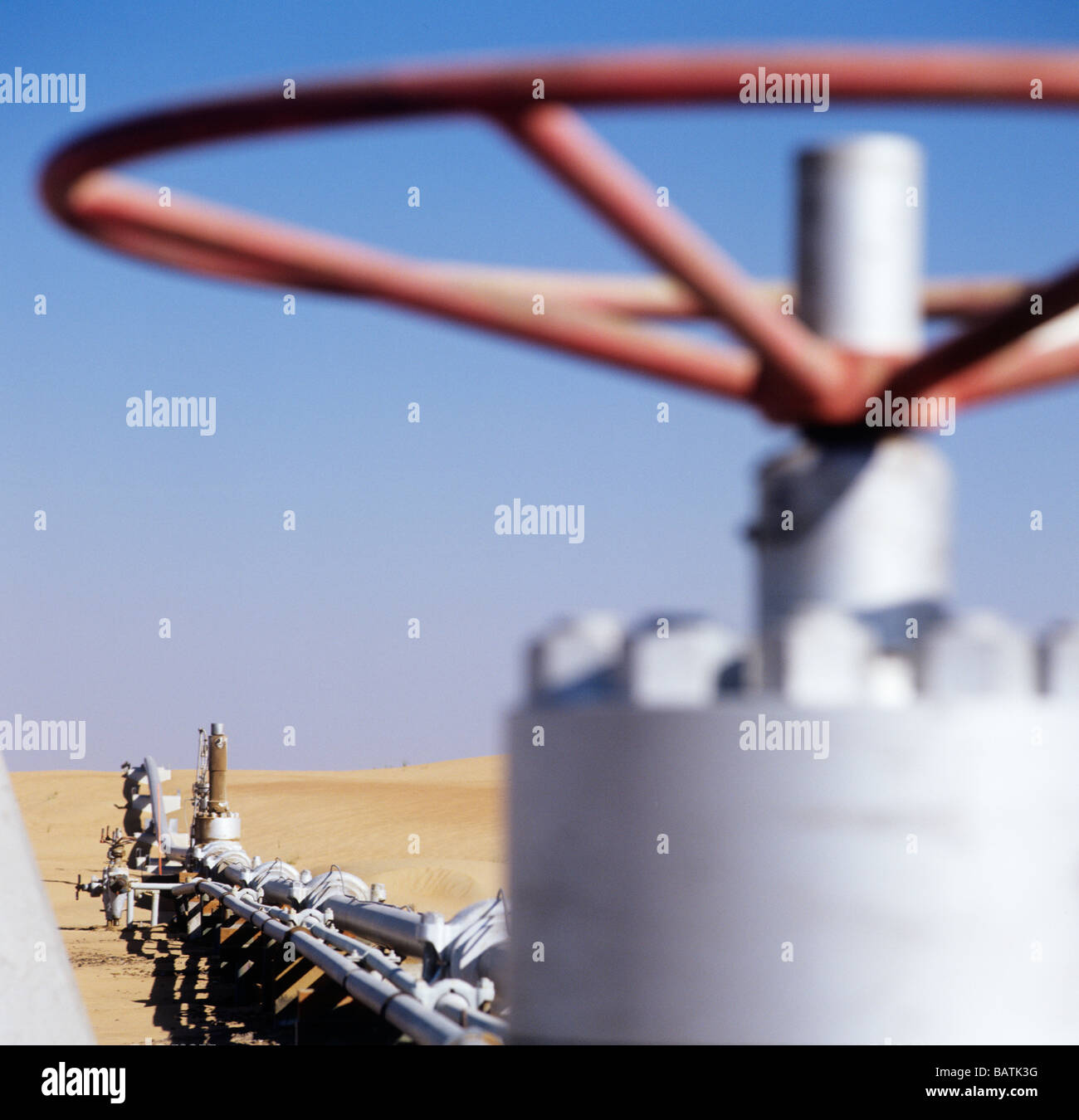 Eine Gas-Pipeline gut Gasventil. Photographedin den Vereinigten Arabischen Emiraten. Stockfoto