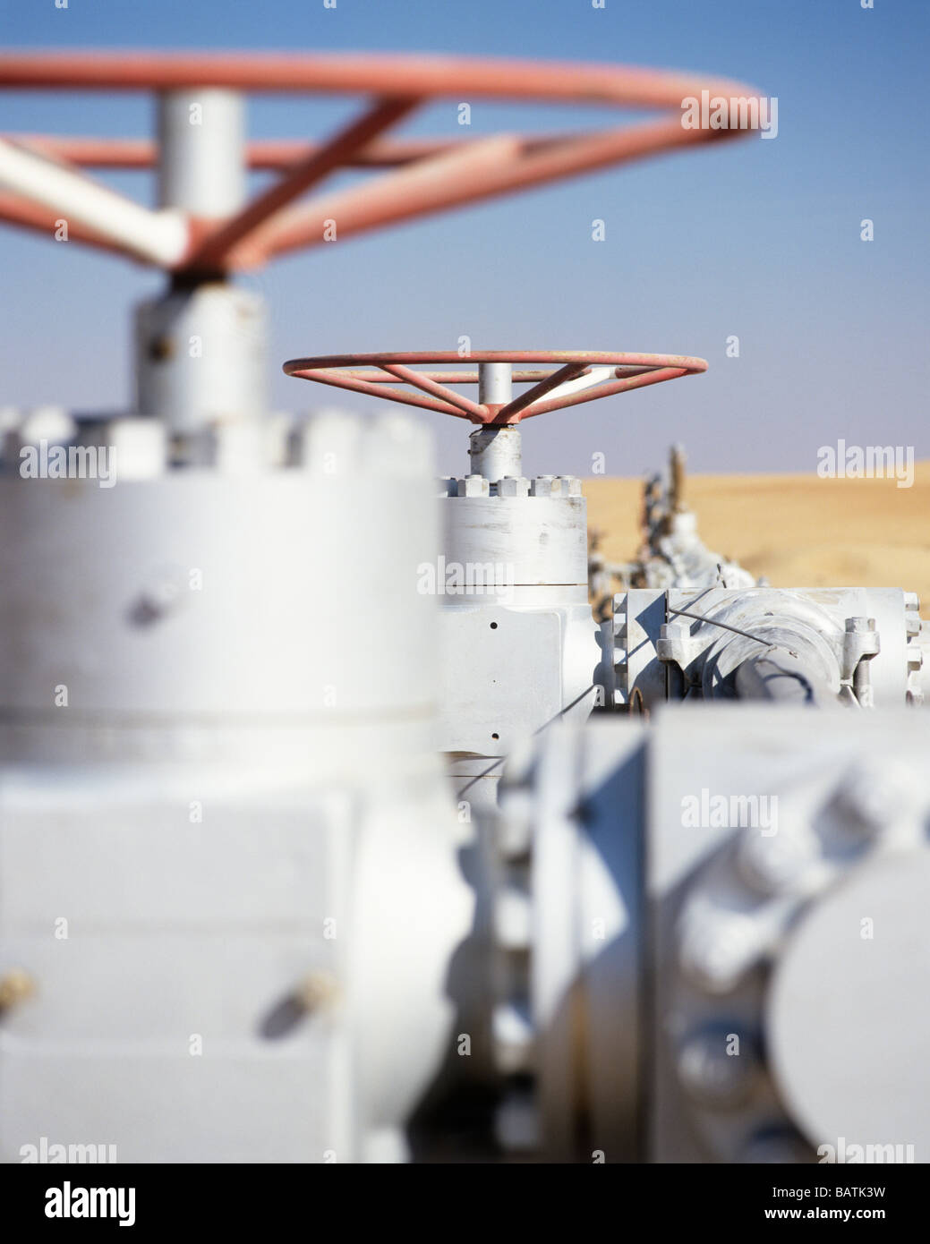 Eine Gas-Pipeline gut Gasventil. Photographedin den Vereinigten Arabischen Emiraten. Stockfoto