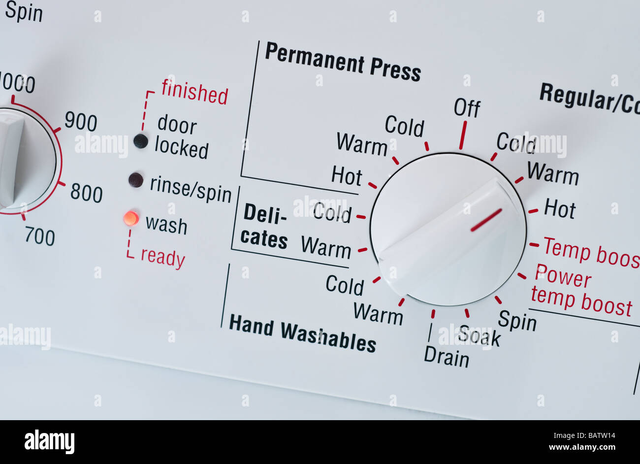 Bedienfeld der Waschmaschine Stockfoto