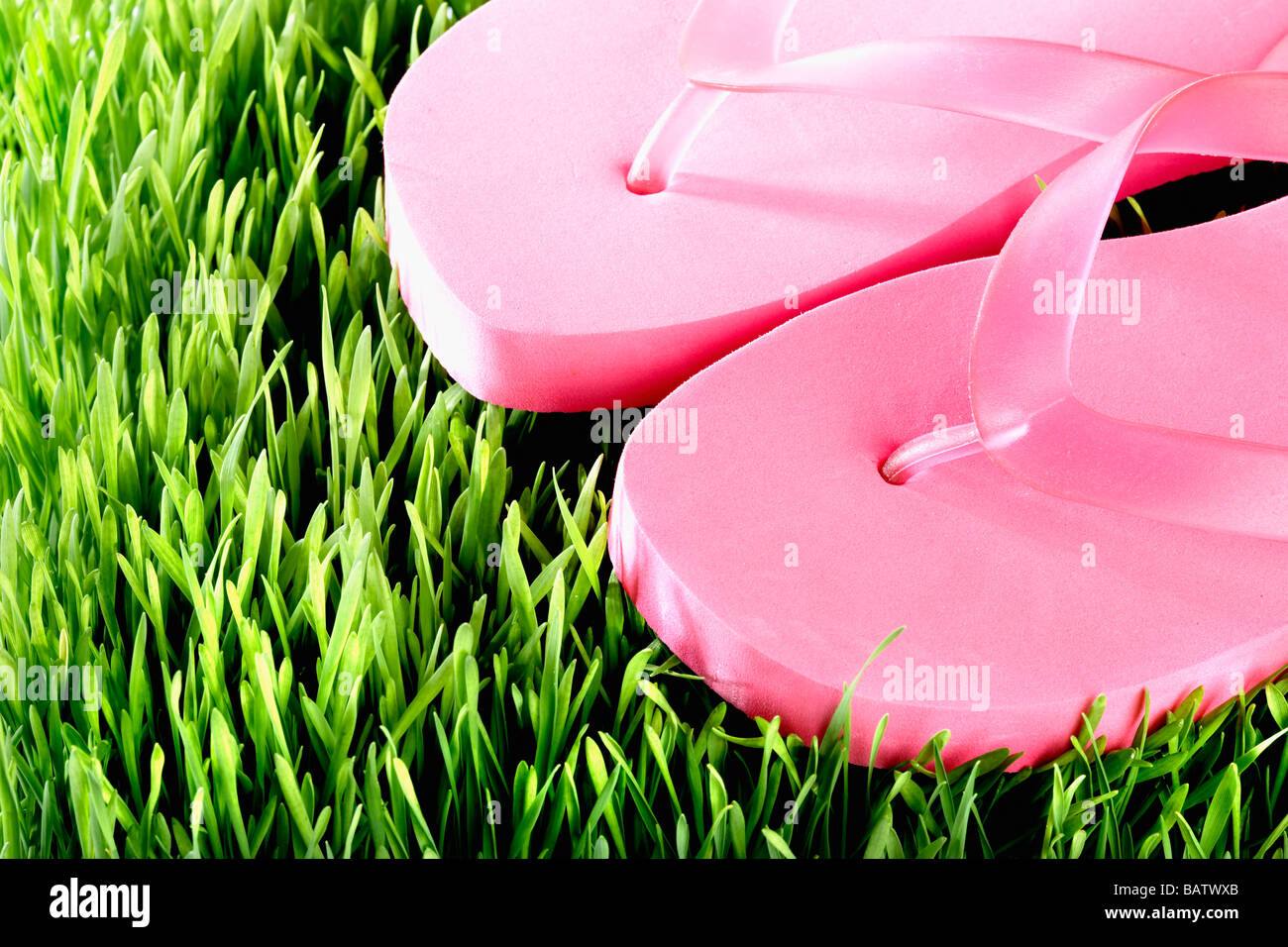 Paar rosa Flip-Flops, Nahaufnahme Stockfoto