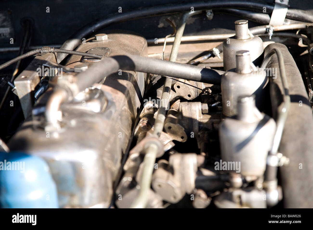 Nahaufnahme des Motors von Oldtimer Stockfoto