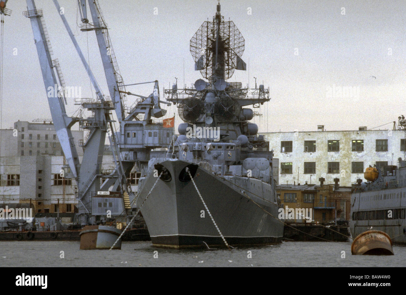 Sowjetische Kriegsschiffe in Murmansk UdSSR Stockfoto
