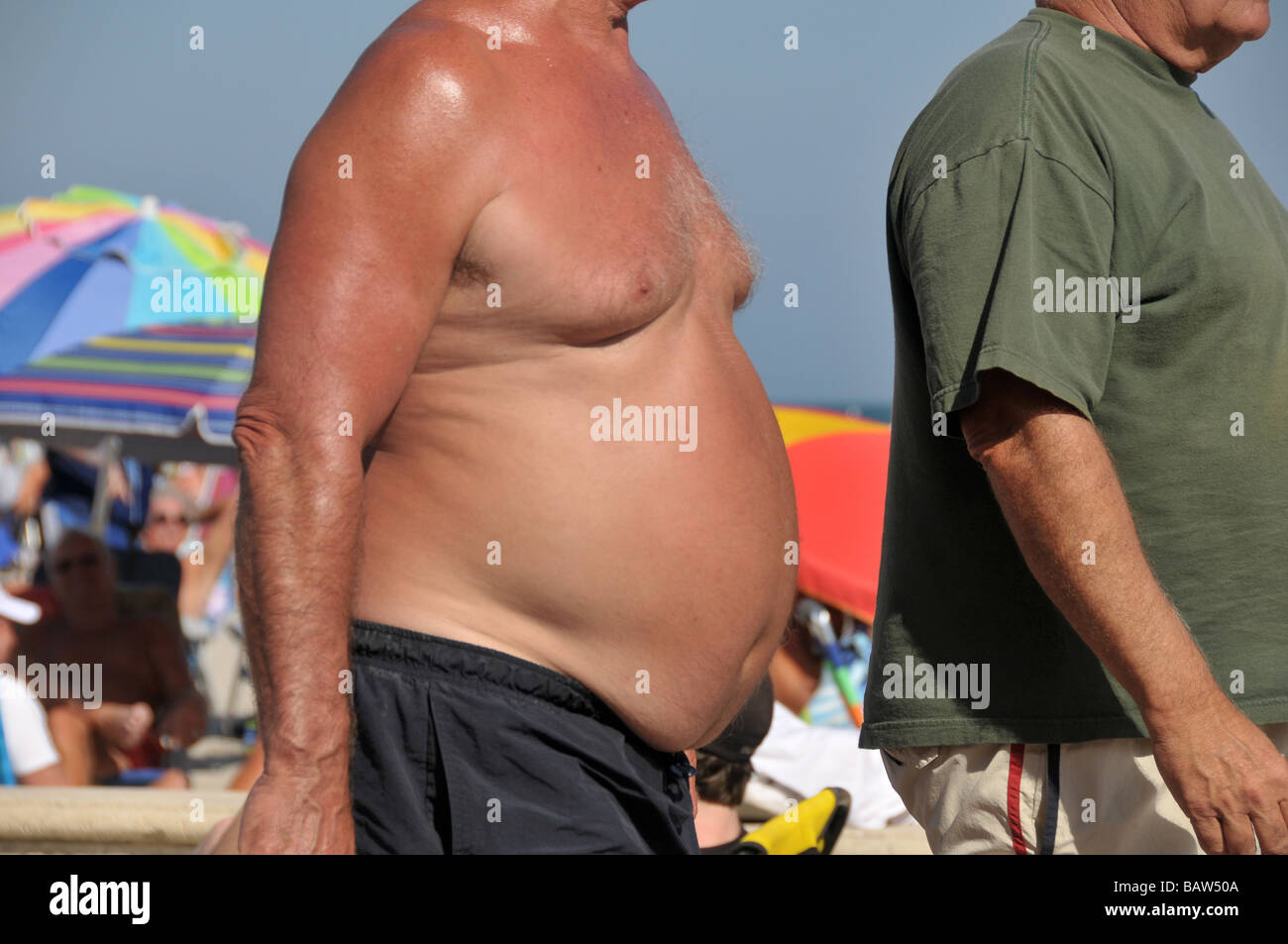 Hollywood, Florida USA Strand übergewichtige Menschen. Stockfoto