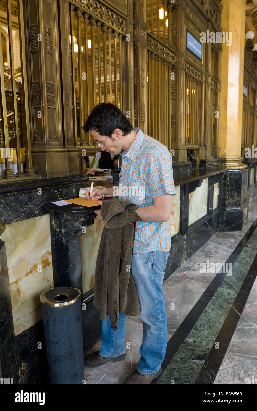 (Palacio de Computerwoche), (Palacio Postal) oder (die correo Mayor). die Central Post Office von Mexiko Stadt. Stockfoto