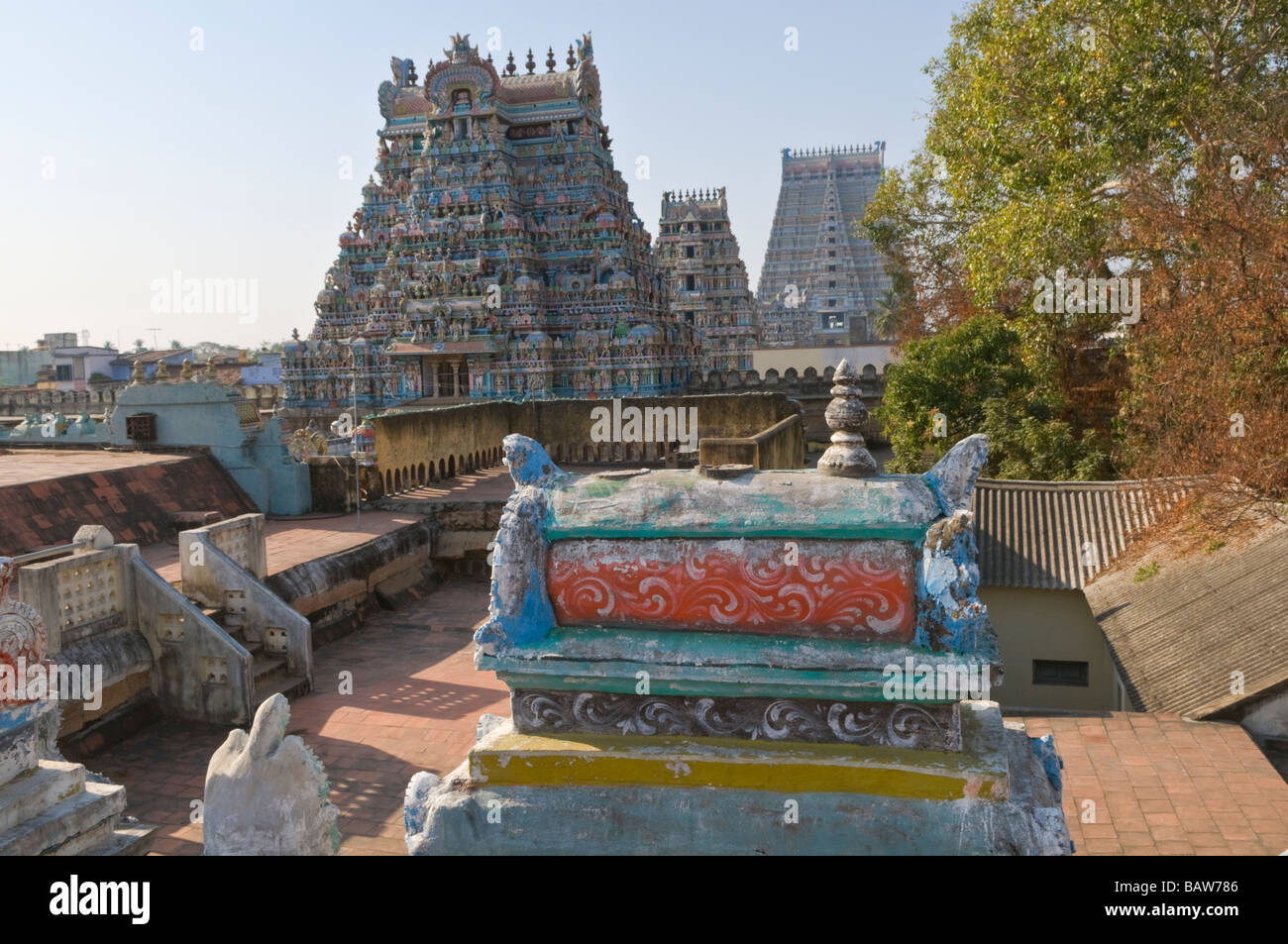 Sri Ranganathaswamy Temple Srirangam in der Nähe von Trichy Tamil Nadu, Indien Stockfoto