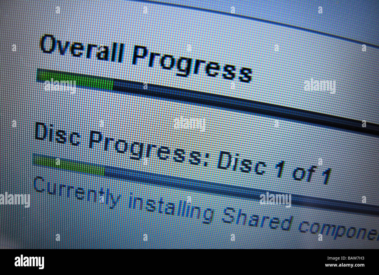 Computer Installation Fortschrittsbalken Stockfoto