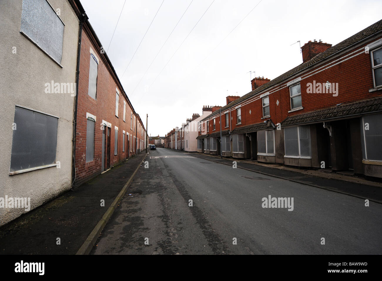 Bereit für den Abriss, Goole in der Nähe von Hull UK Häuser heruntergekommen Stockfoto