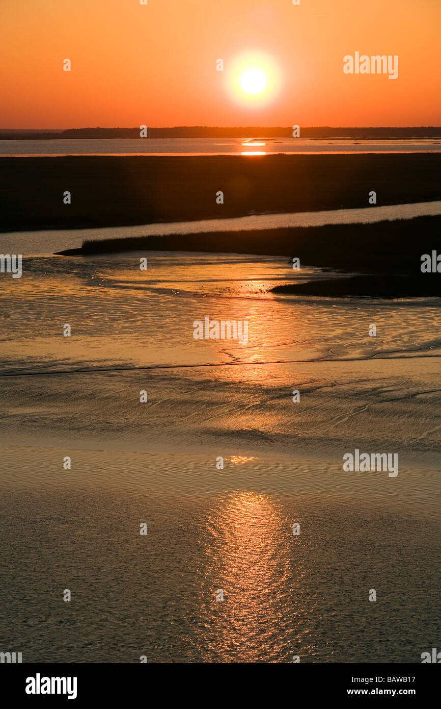 Blick auf den Sonnenuntergang - Jekyll Island, Georgia Stockfoto