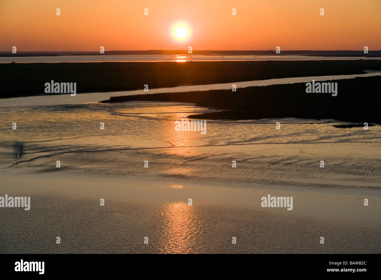 Blick auf den Sonnenuntergang - Jekyll Island, Georgia Stockfoto