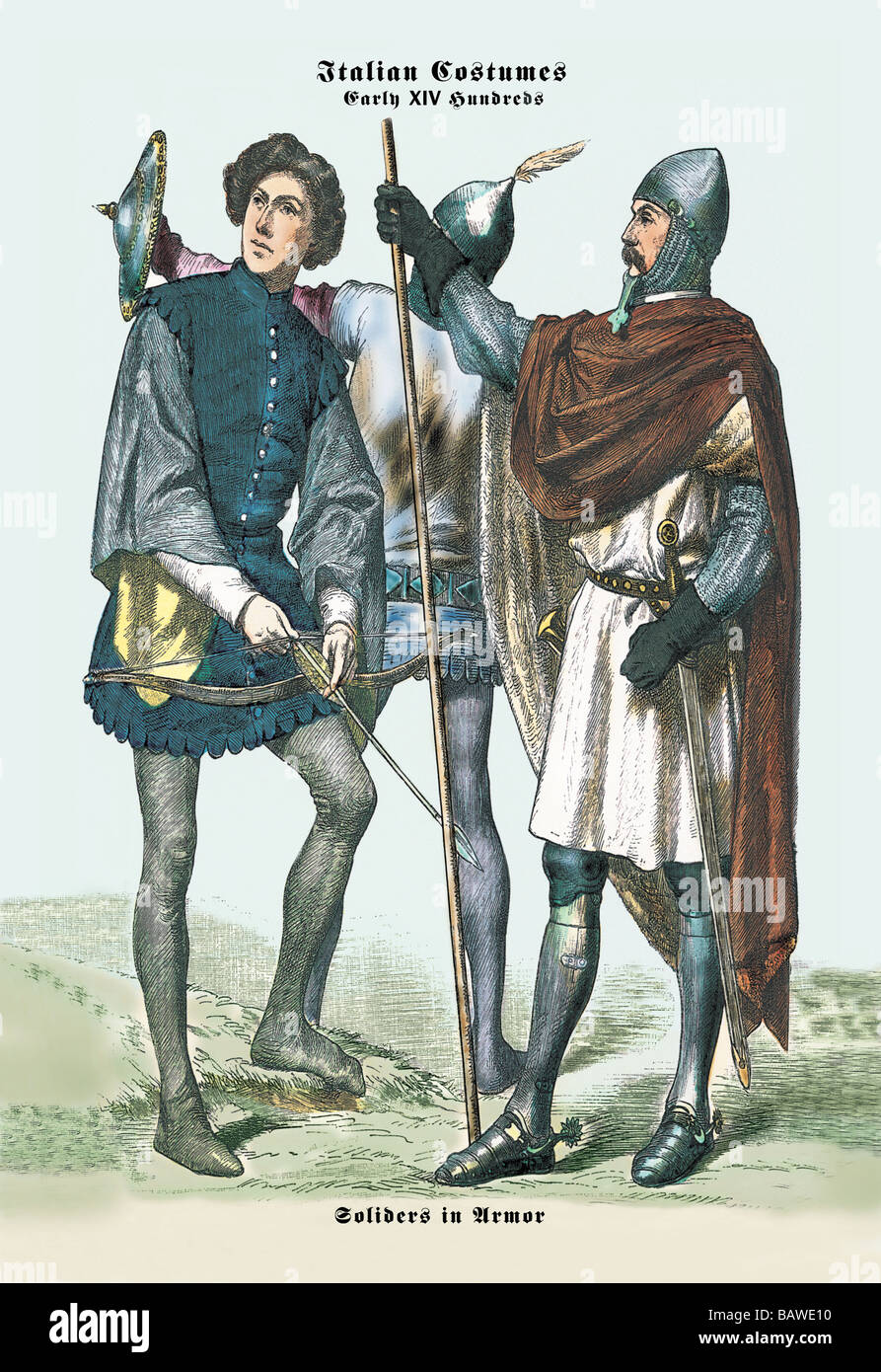 Italienische Kostüme: Soldaten in Rüstung Stockfoto