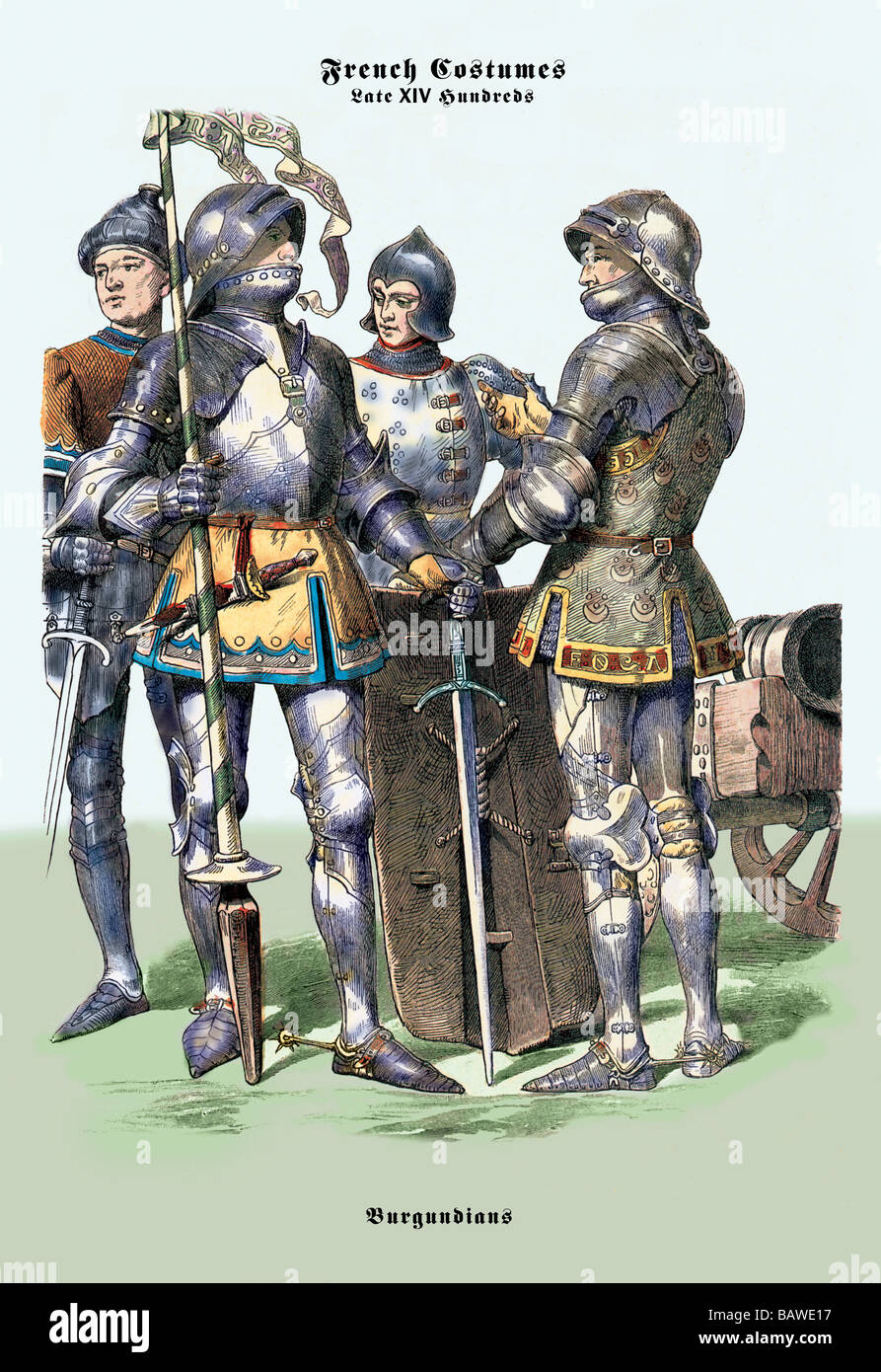 Französische Kostüme: Burgunder in Rüstung #1 Stockfoto
