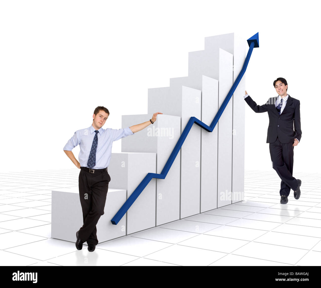 Unternehmen Wachstum und Erfolg Diagramm mit Geschäftsleuten Stockfoto