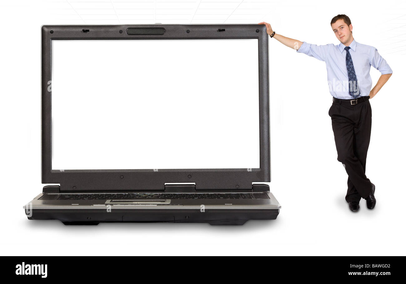 Business-Mann mit laptop Stockfoto