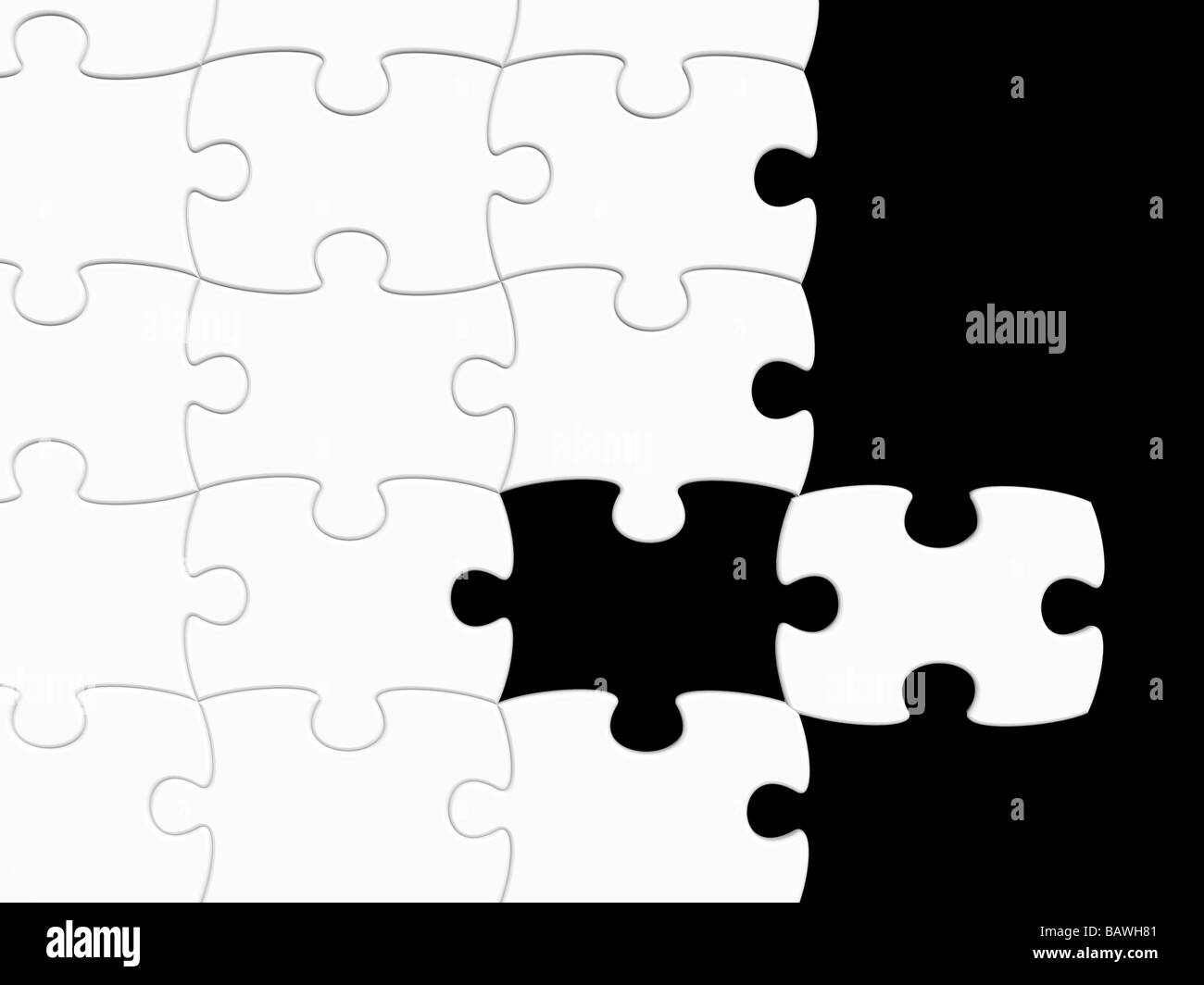 schwarz / weiß Puzzle mit ein fehlendes Stück Stockfoto