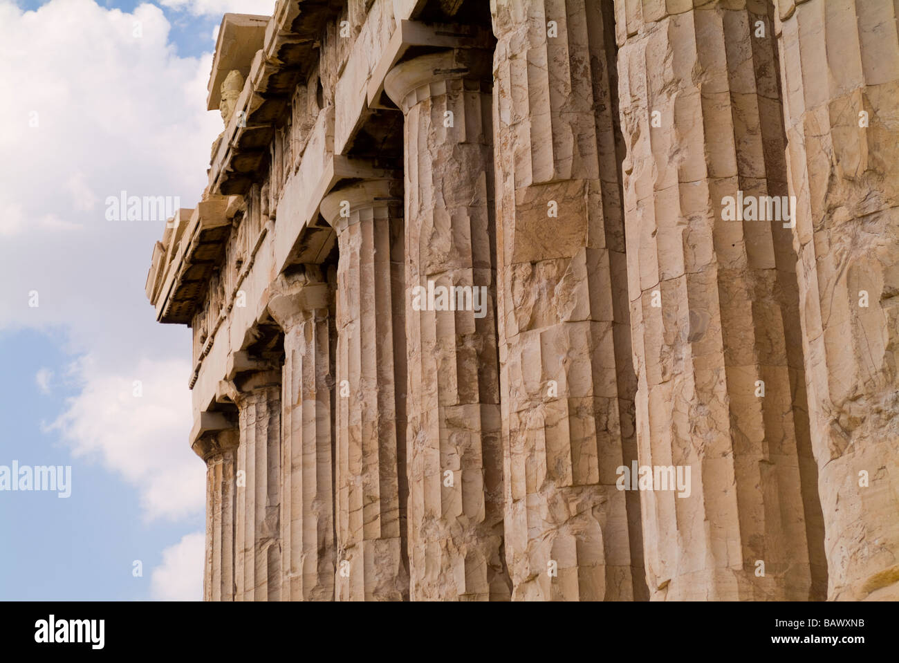 Geriffelten Marmorsäulen des Parthenon Stockfoto