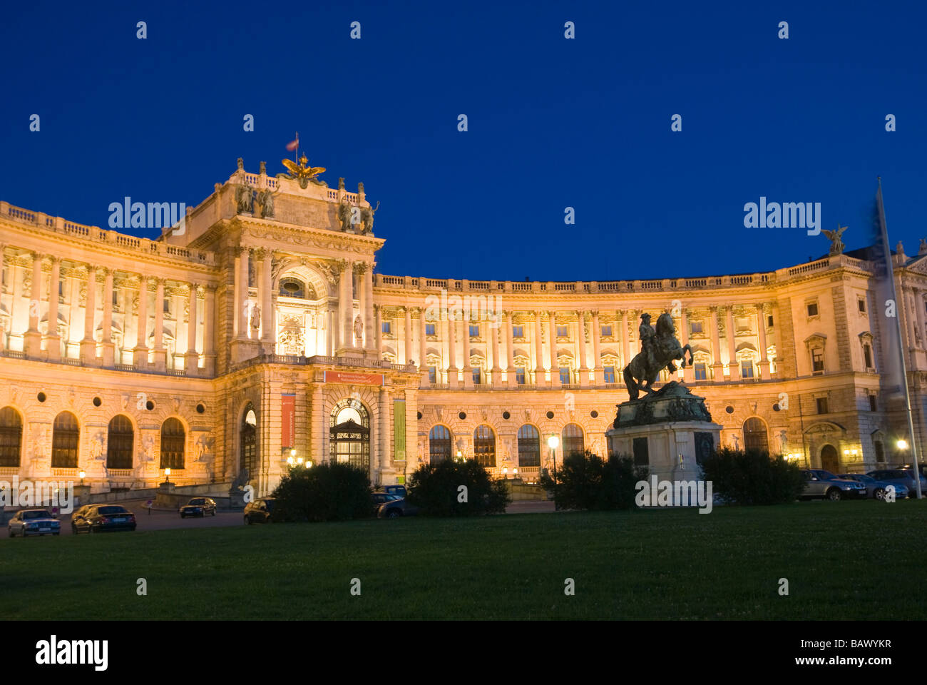 Statue von Prinz Eugen von Savoyen außerhalb Neue Burg Hofburg Palace Stockfoto