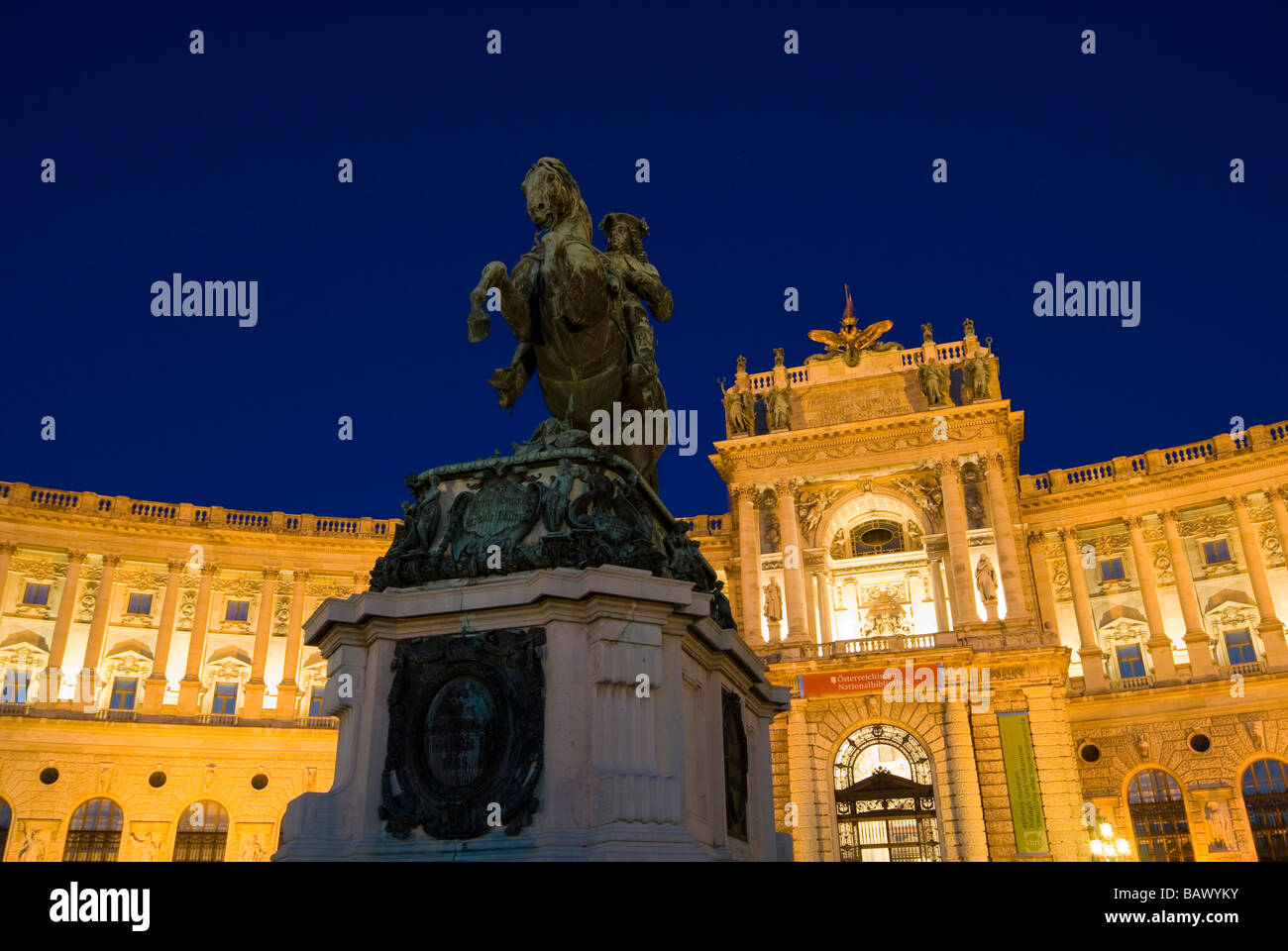 Statue von Prinz Eugen von Savoyen außerhalb Neue Burg Hofburg Palace Stockfoto